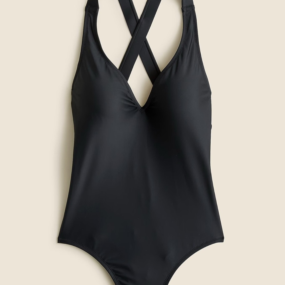 J. Crew Black One-Piece Swimsuit with Cross-Back Straps